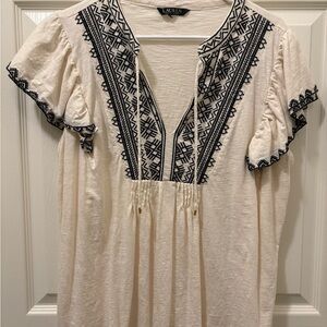 Ralph Lauren Cream and Black Embroidered Blouse